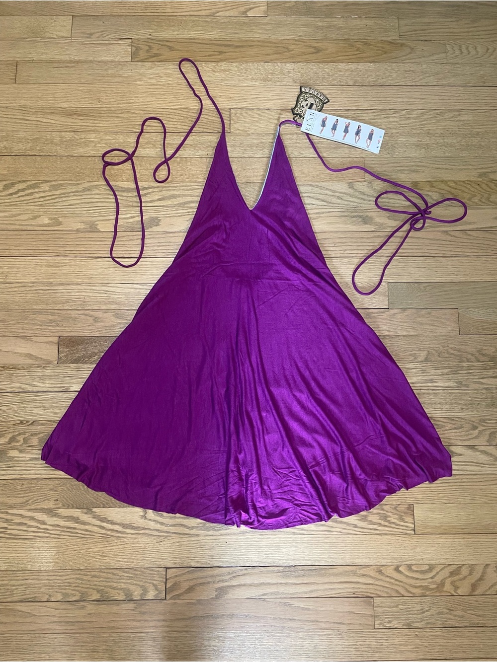 NWT - ELAN USA Reversible 8-Way Convertible Slip Dress Purple & Gray - Sz S